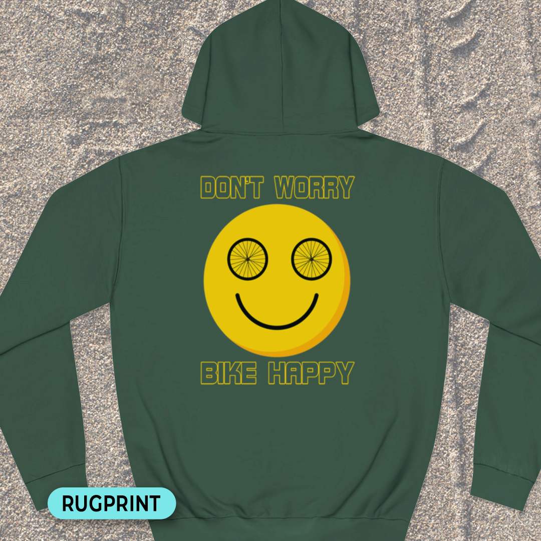 Don't Worry Bike Happy rugprint Hoodie