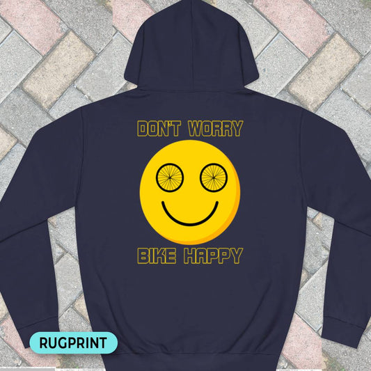 Don't Worry Bike Happy rugprint Hoodie