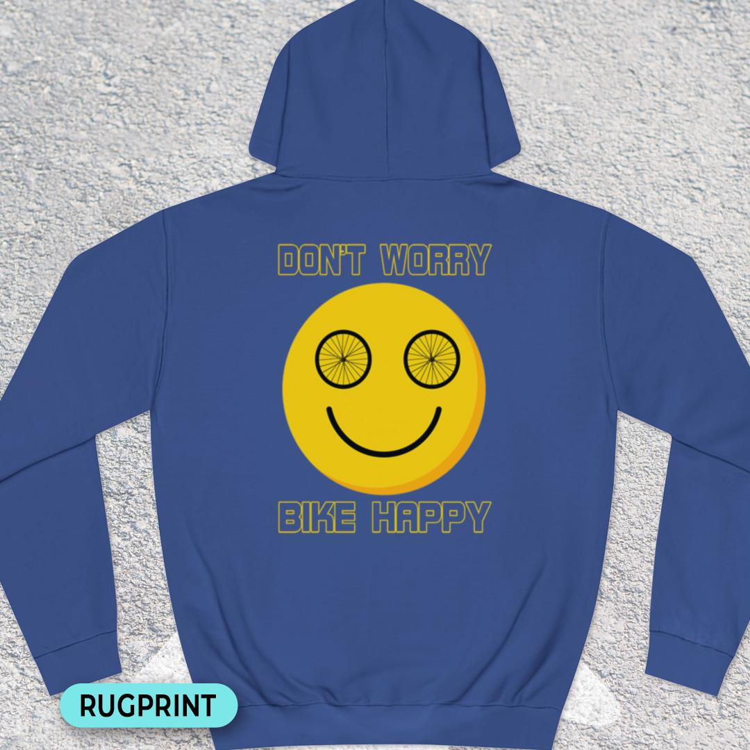 Don't Worry Bike Happy rugprint Hoodie