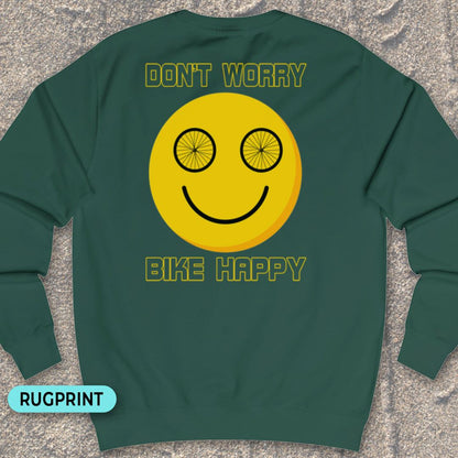 Don't Worry Bike Happy rugprint Sweater