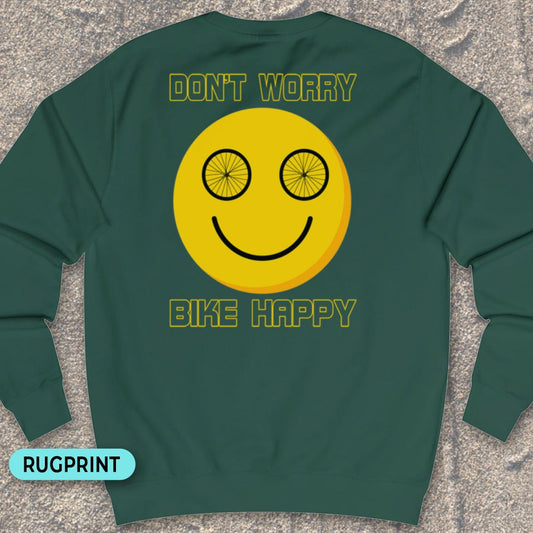 Don't Worry Bike Happy rugprint Sweater
