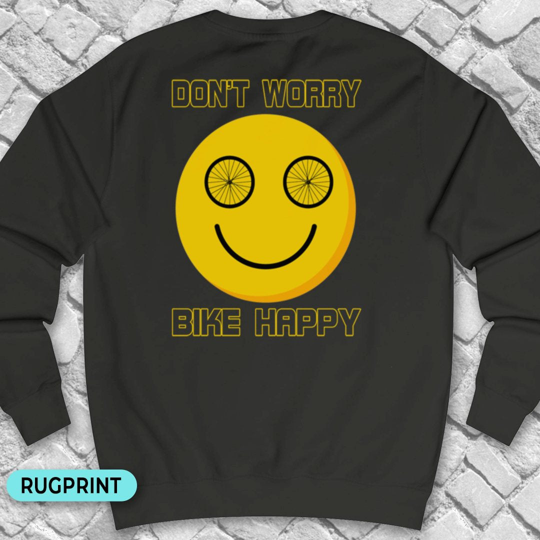 Don't Worry Bike Happy rugprint Sweater