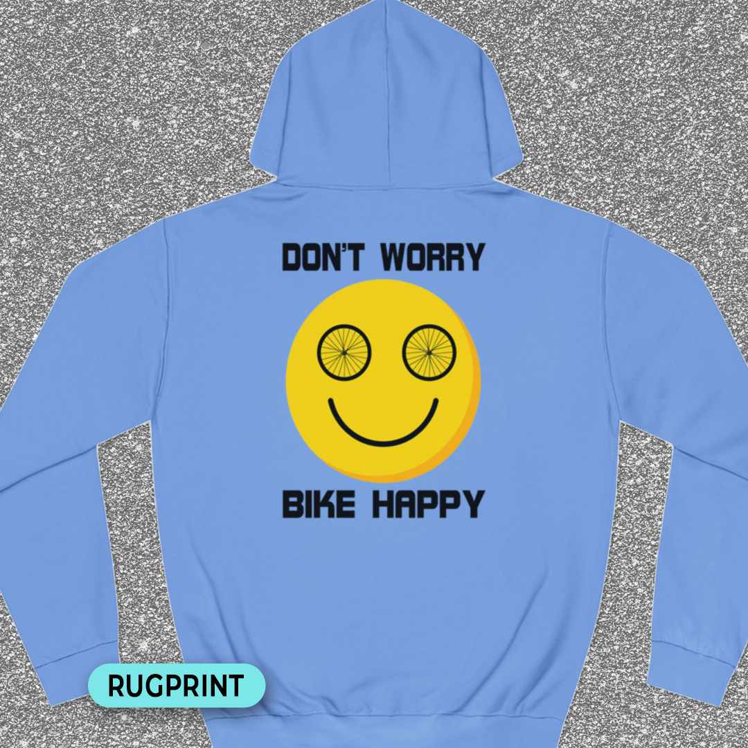 Don't Worry Bike Happy rugprint Hoodie