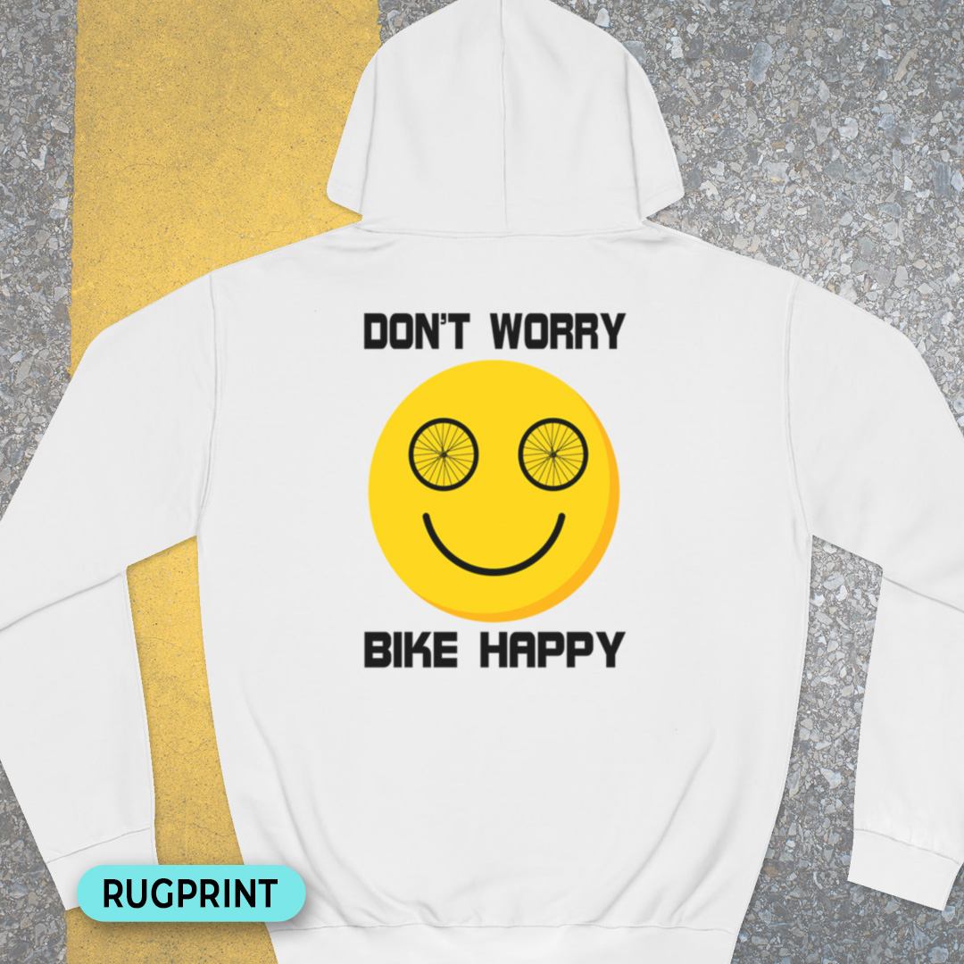 Don't Worry Bike Happy rugprint Hoodie