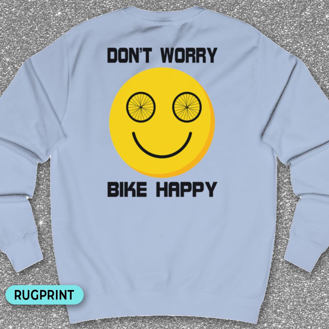 Don't Worry Bike Happy rugprint Sweater