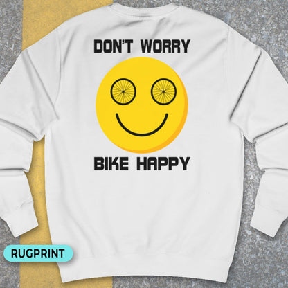 Don't Worry Bike Happy rugprint Sweater