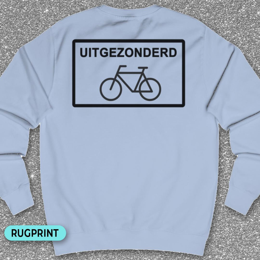 Uitgezonderd fietsers rugprint Sweater