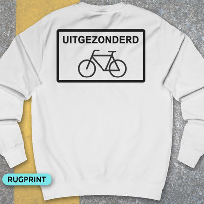 Uitgezonderd fietsers rugprint Sweater
