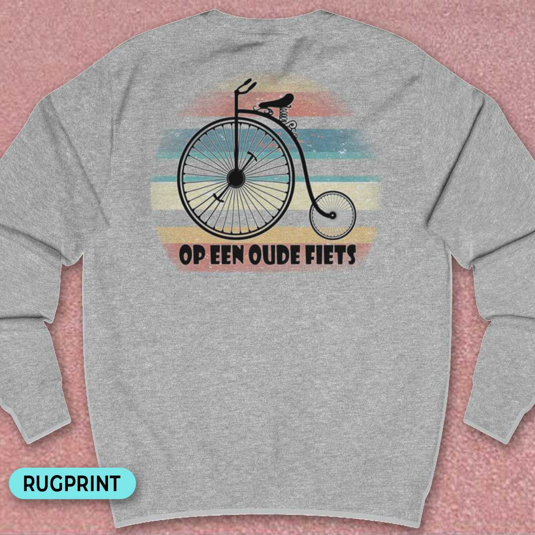 Op een oude fiets rugprint Sweater