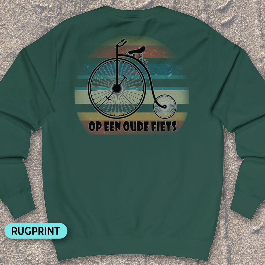 Op een oude fiets rugprint Sweater