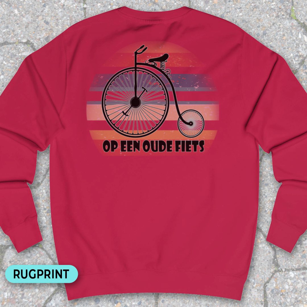 Op een oude fiets rugprint Sweater