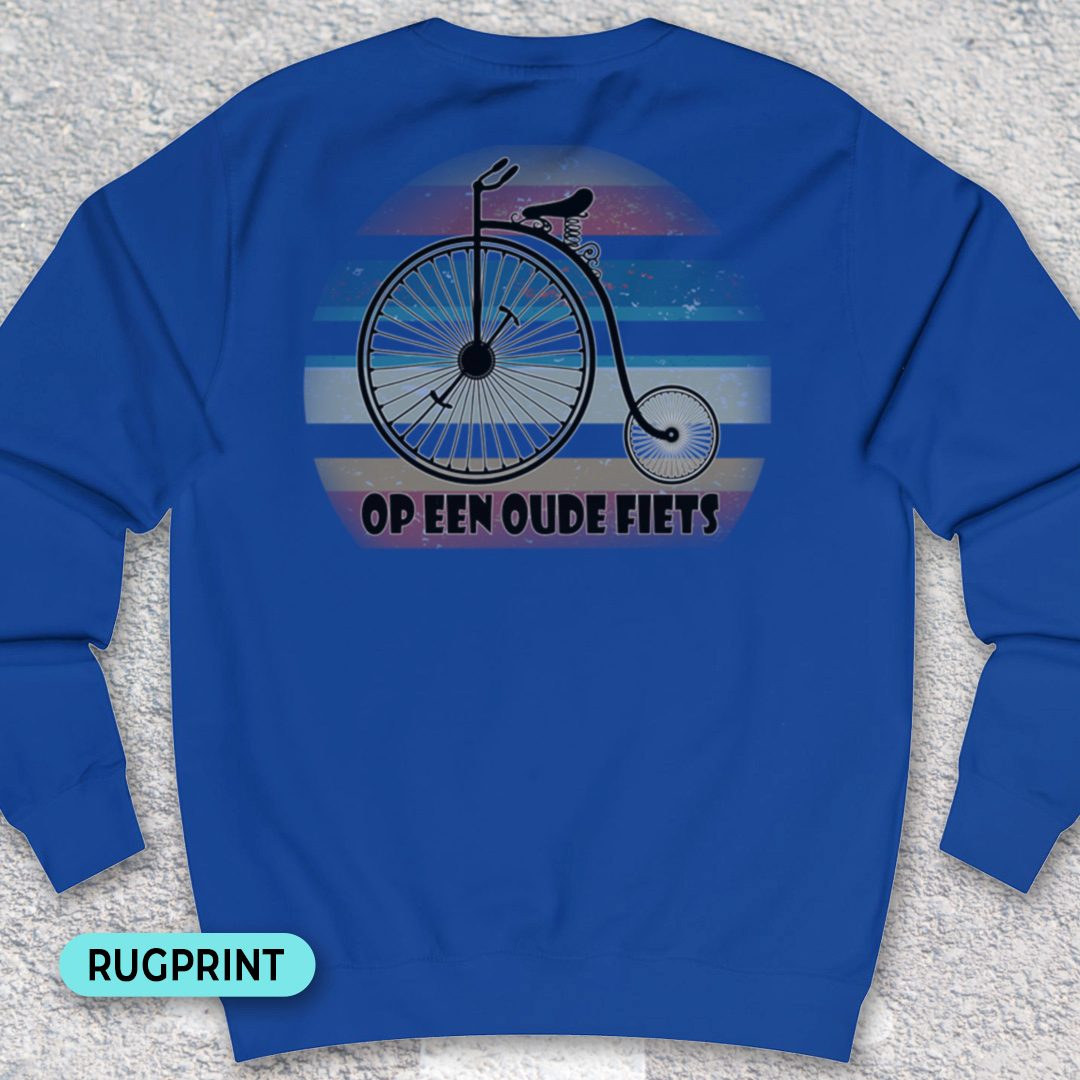 Op een oude fiets rugprint Sweater
