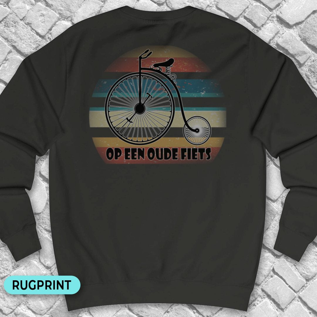 Op een oude fiets rugprint Sweater
