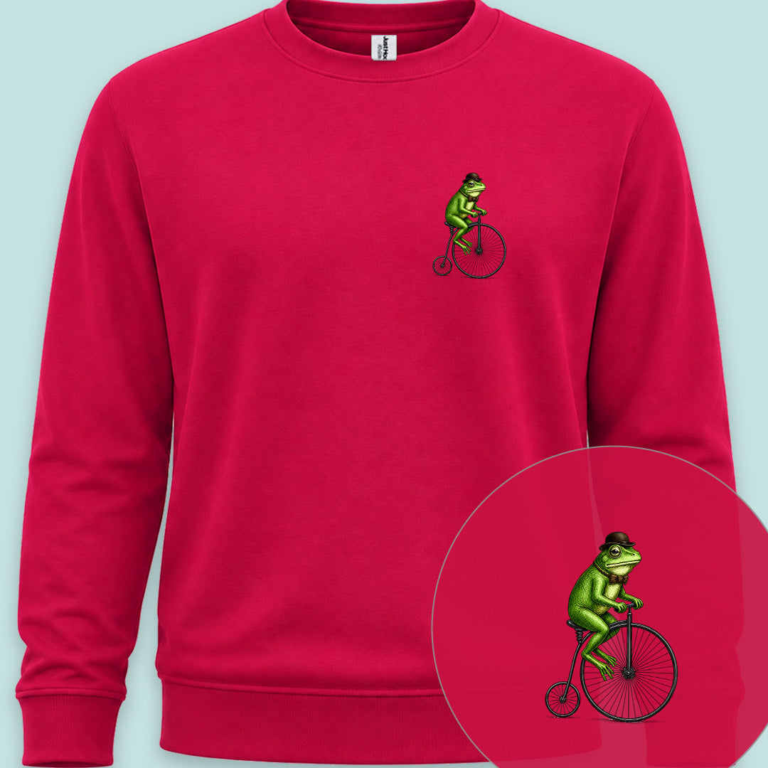 Kikker op antieke fiets Sweater