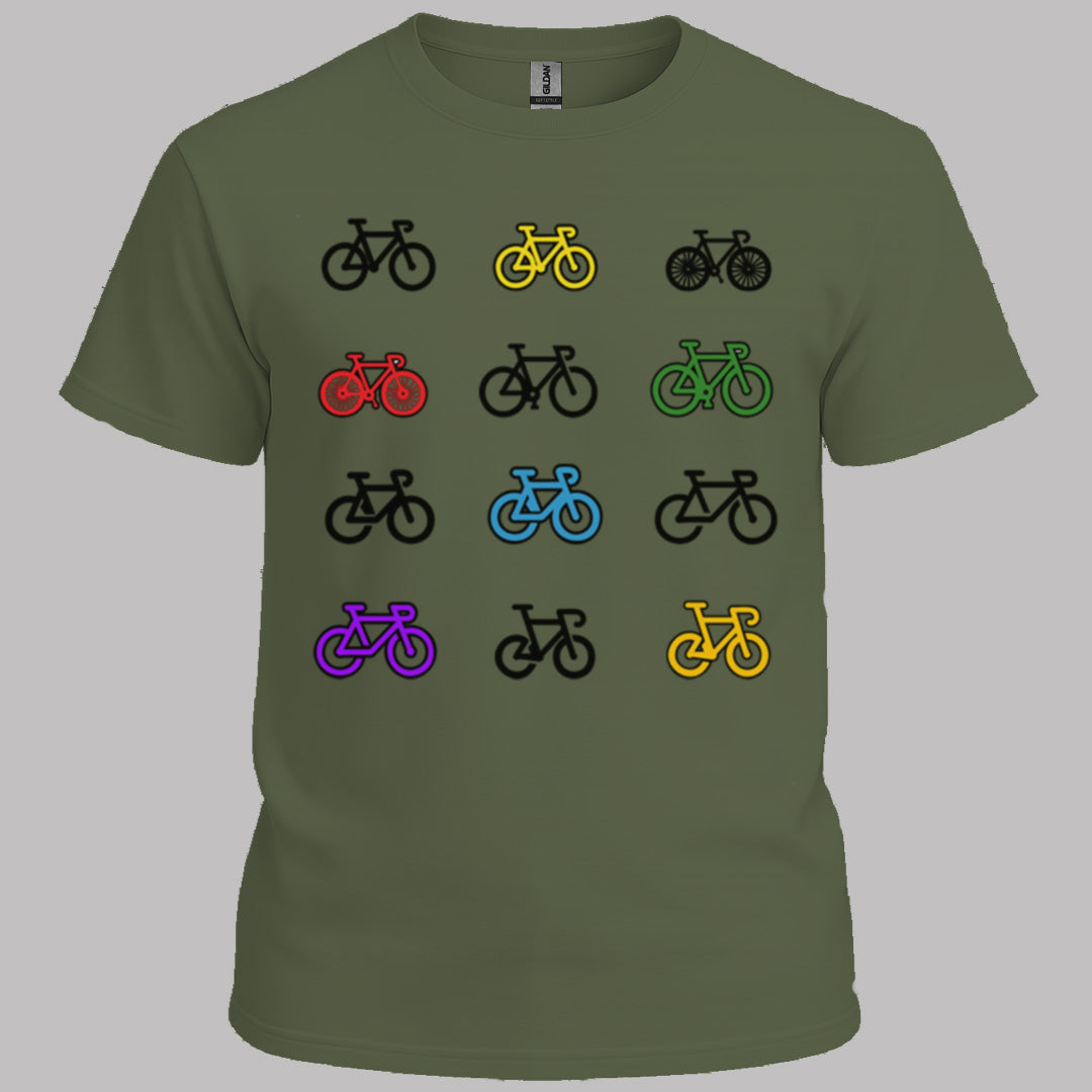 Gekleurde fietsen T‑Shirt