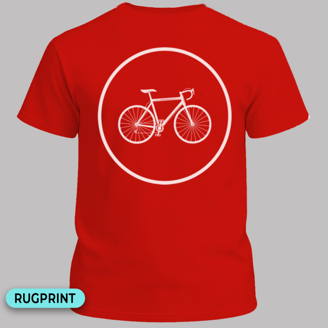 Racefietspad wit rugprint T‑Shirt