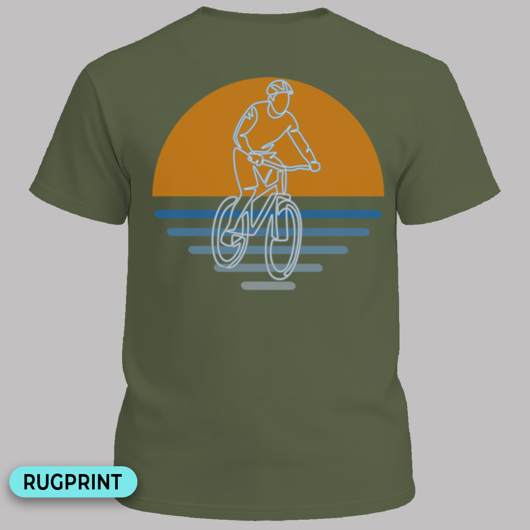 MTB zonsondergang  rugprint T‑Shirt