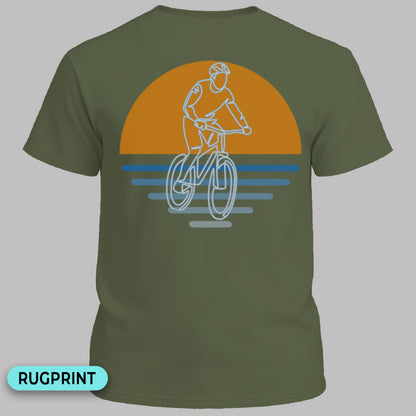 MTB zonsondergang  rugprint T‑Shirt