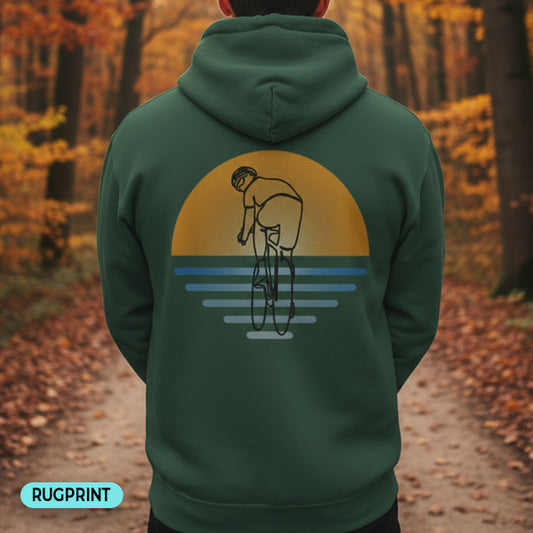 Koersfietser zonsondergang rugprint Hoodie