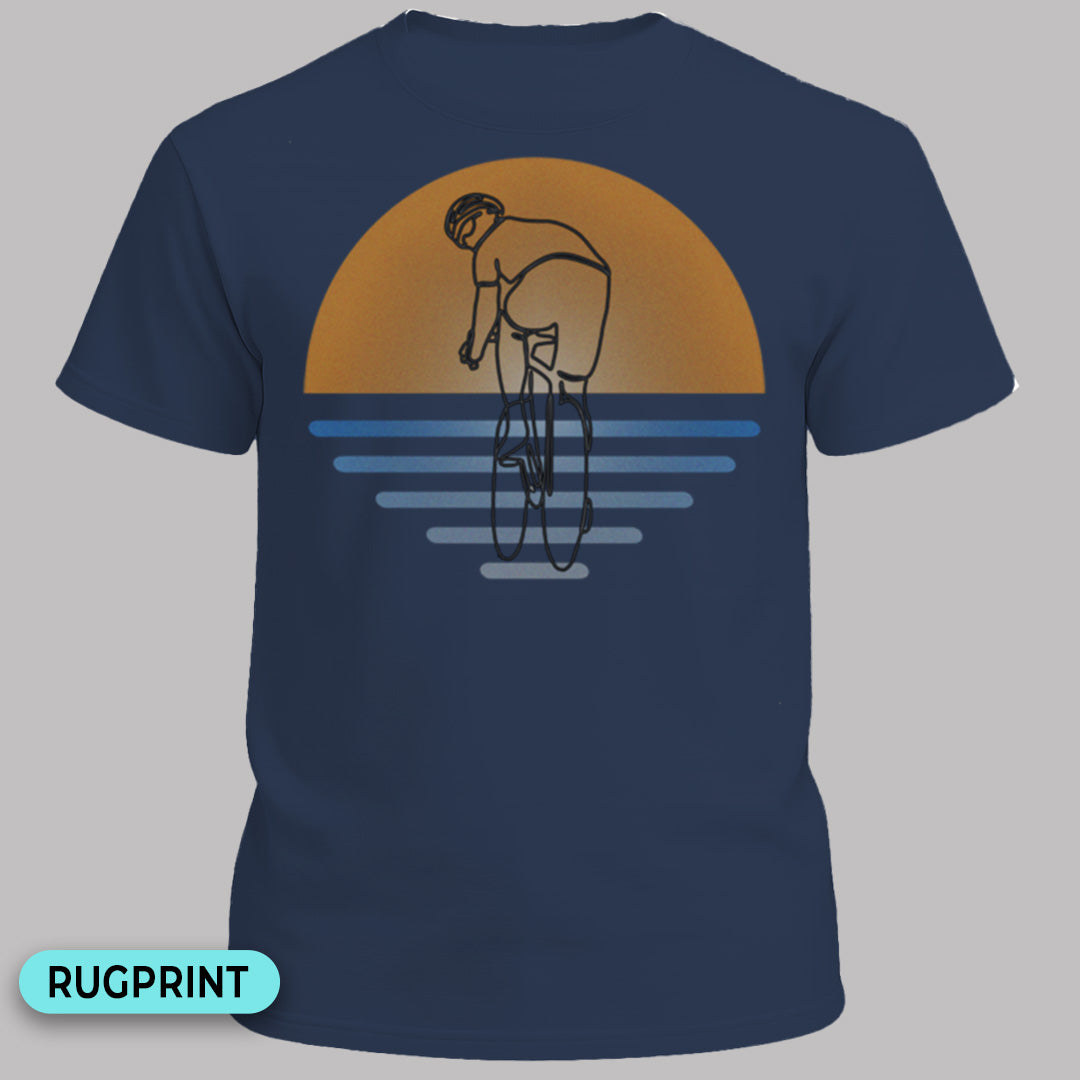 Koersfietser zonsondergang rugprint T‑Shirt