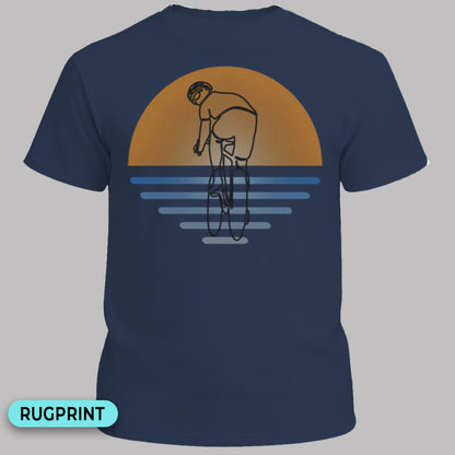 Koersfietser zonsondergang rugprint T‑Shirt