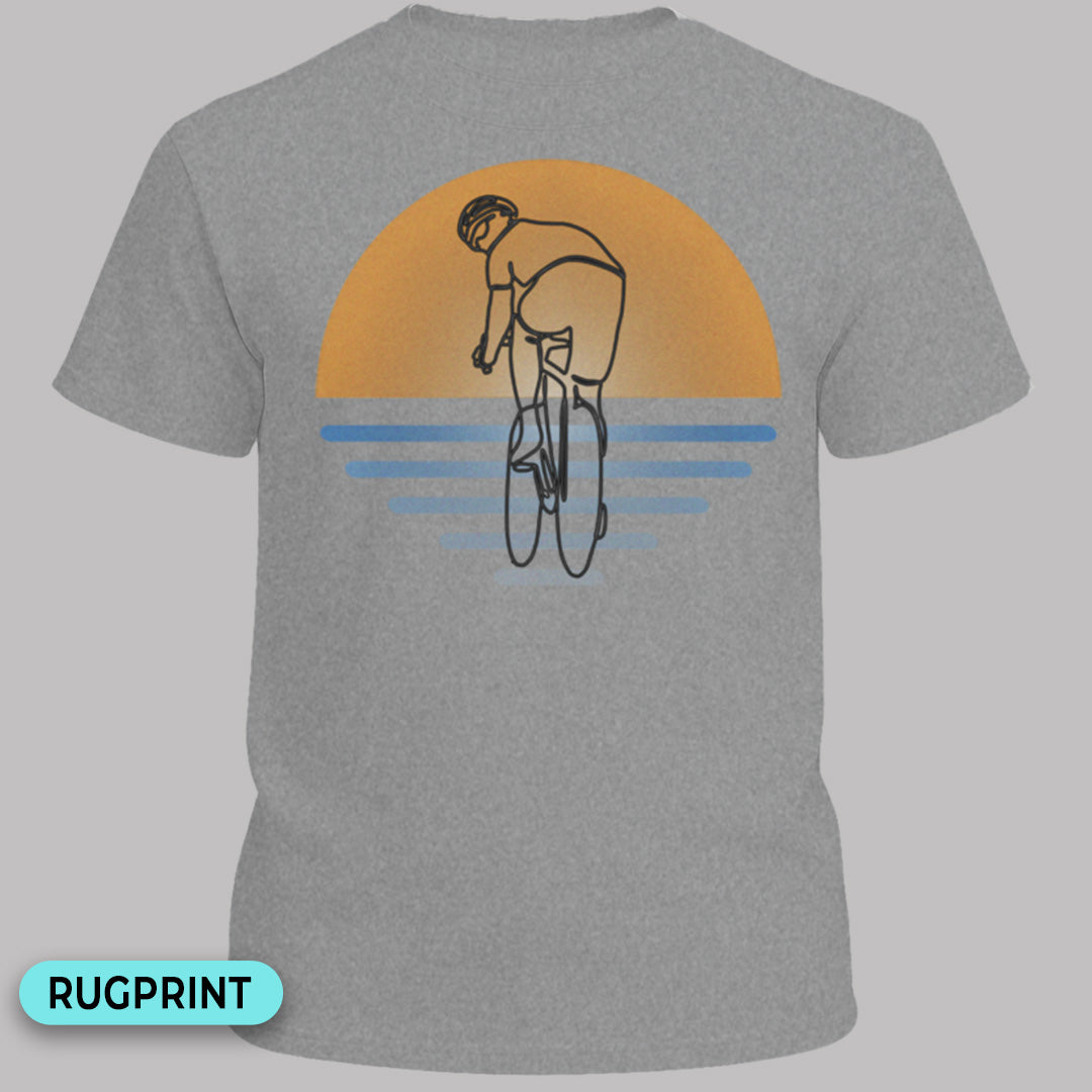 Koersfietser zonsondergang rugprint T‑Shirt