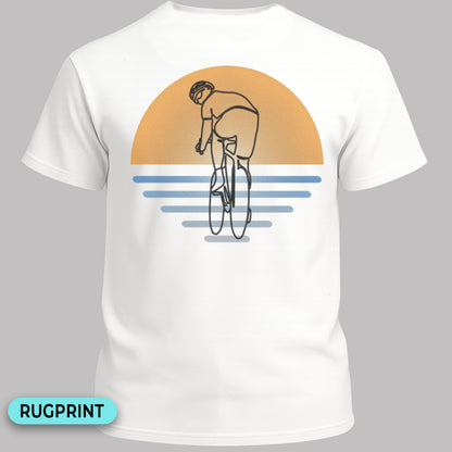 Koersfietser zonsondergang rugprint T‑Shirt