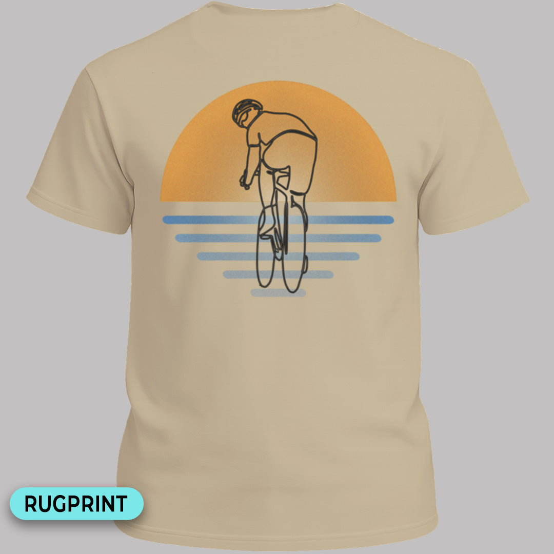 Koersfietser zonsondergang rugprint T‑Shirt