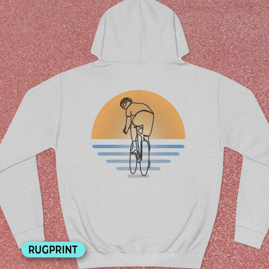 Koersfietser zonsondergang rugprint Hoodie