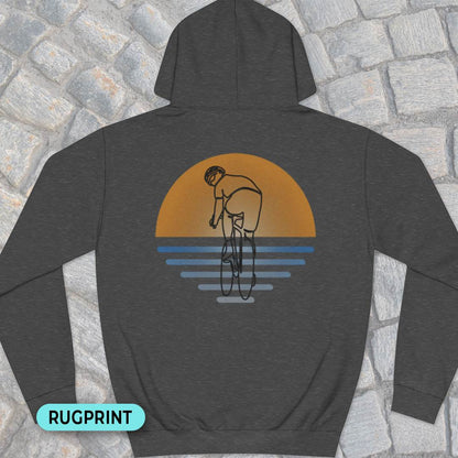 Koersfietser zonsondergang rugprint Hoodie