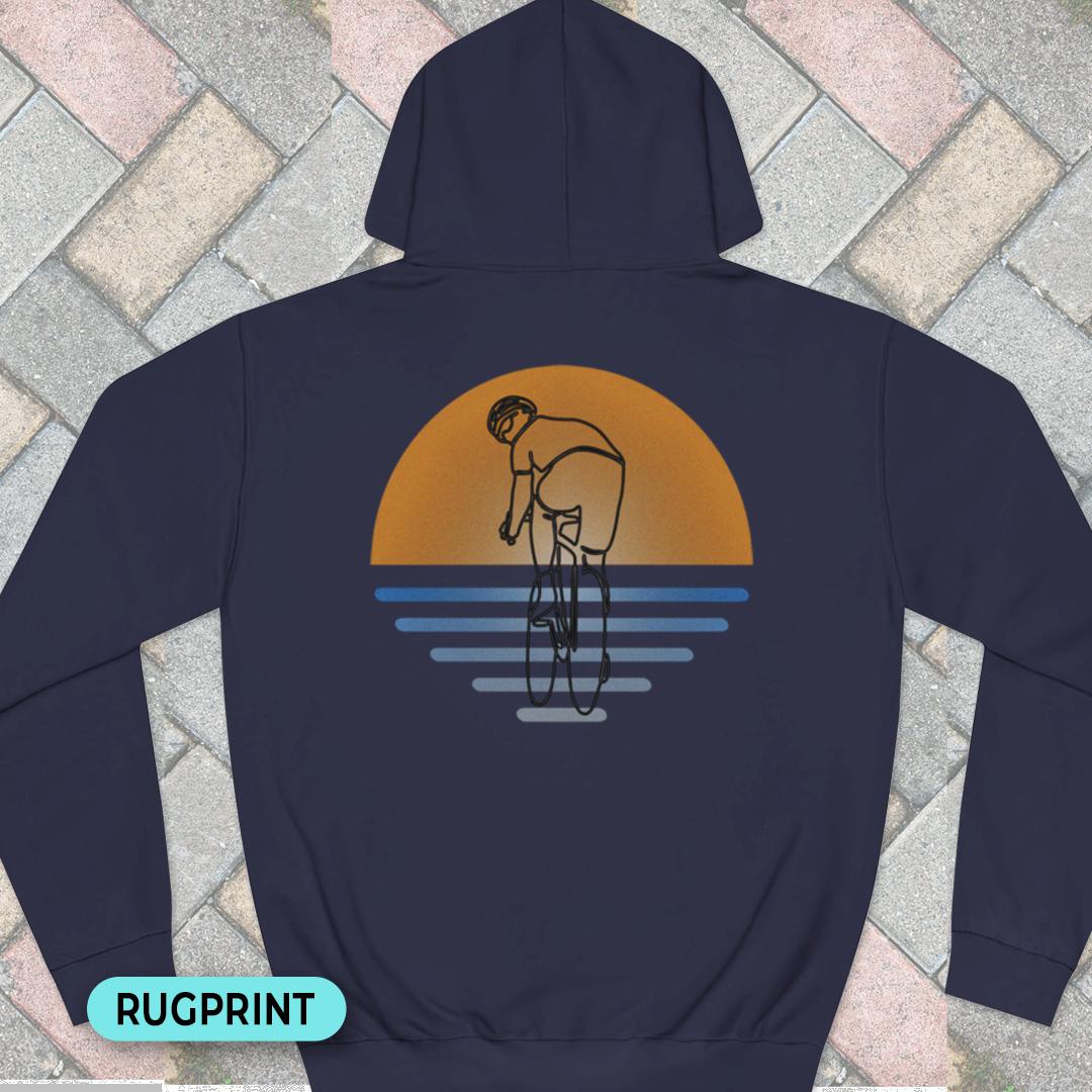 Koersfietser zonsondergang rugprint Hoodie