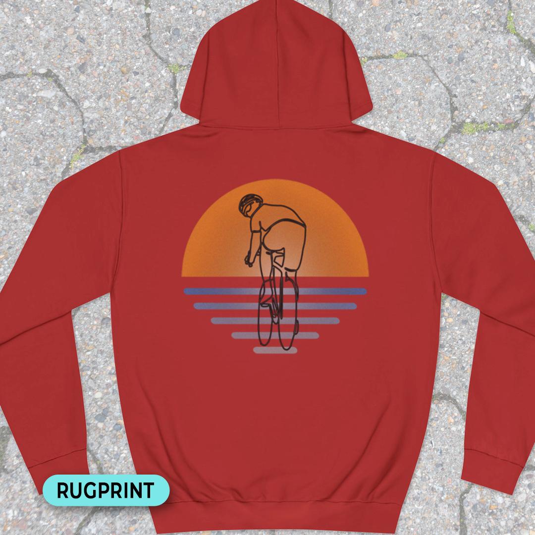 Koersfietser zonsondergang rugprint Hoodie