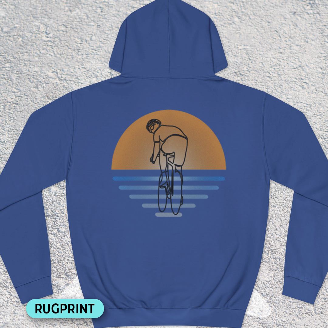 Koersfietser zonsondergang rugprint Hoodie