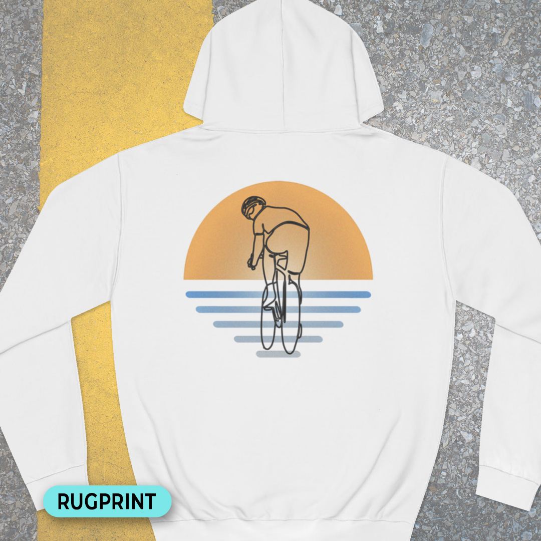 Koersfietser zonsondergang rugprint Hoodie