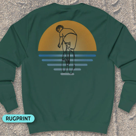 Koersfietser zonsondergang rugprint Sweater