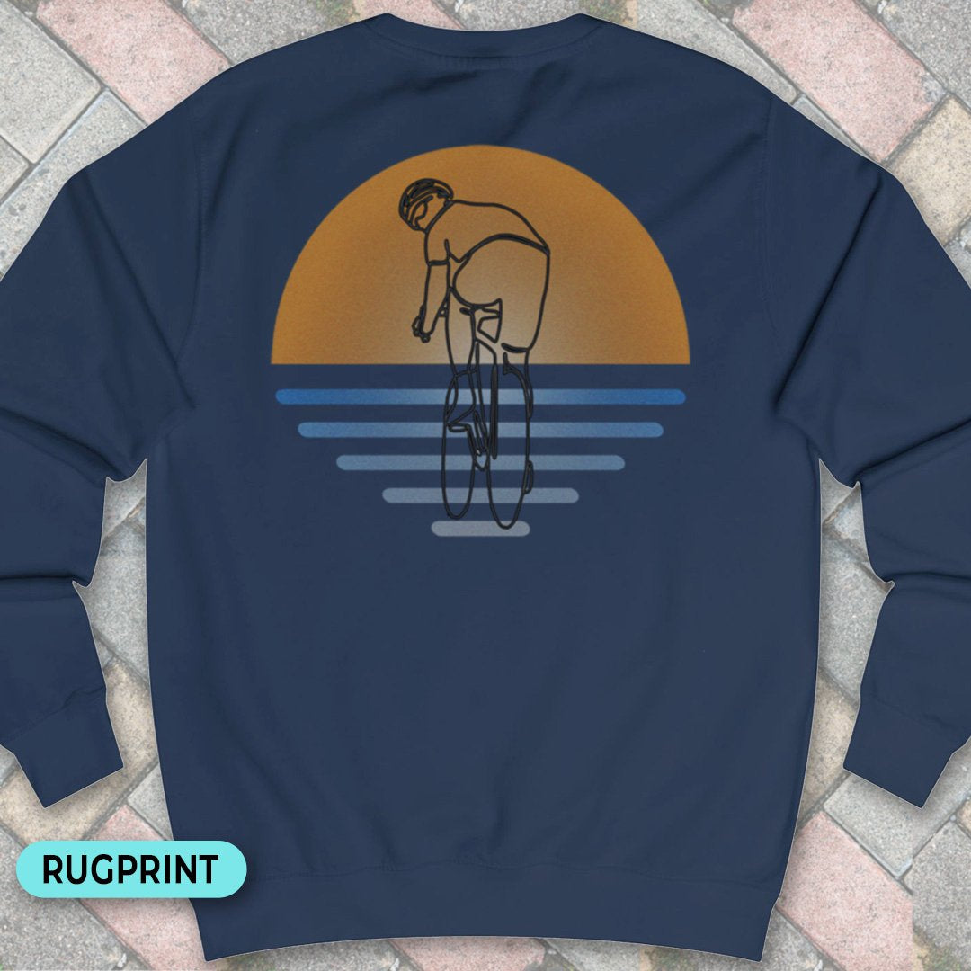 Koersfietser zonsondergang rugprint Sweater