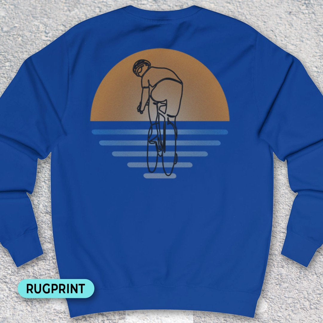 Koersfietser zonsondergang rugprint Sweater