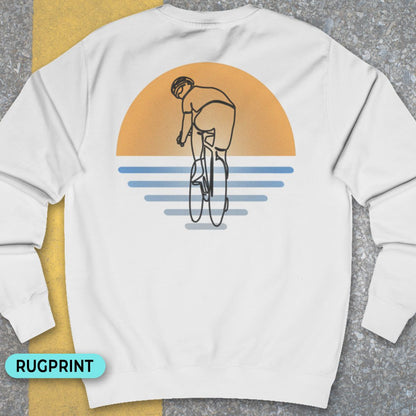 Koersfietser zonsondergang rugprint Sweater