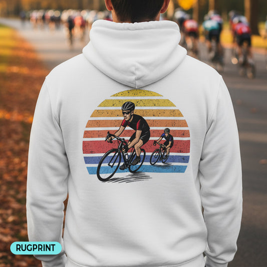 Wielrenners retro zon rugprint Hoodie