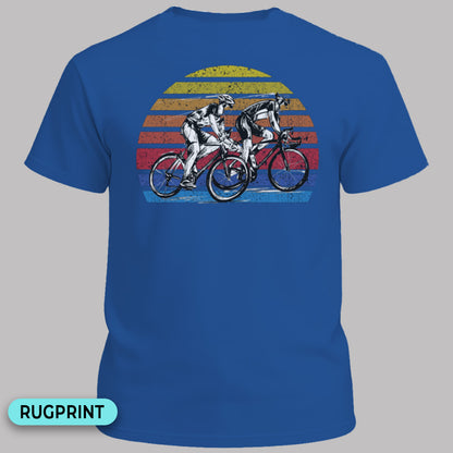 Wielrenners retro zon rugprint T‑Shirt