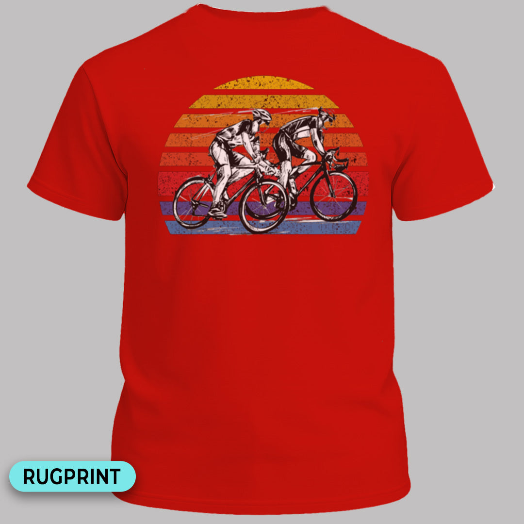 Wielrenners retro zon rugprint T‑Shirt