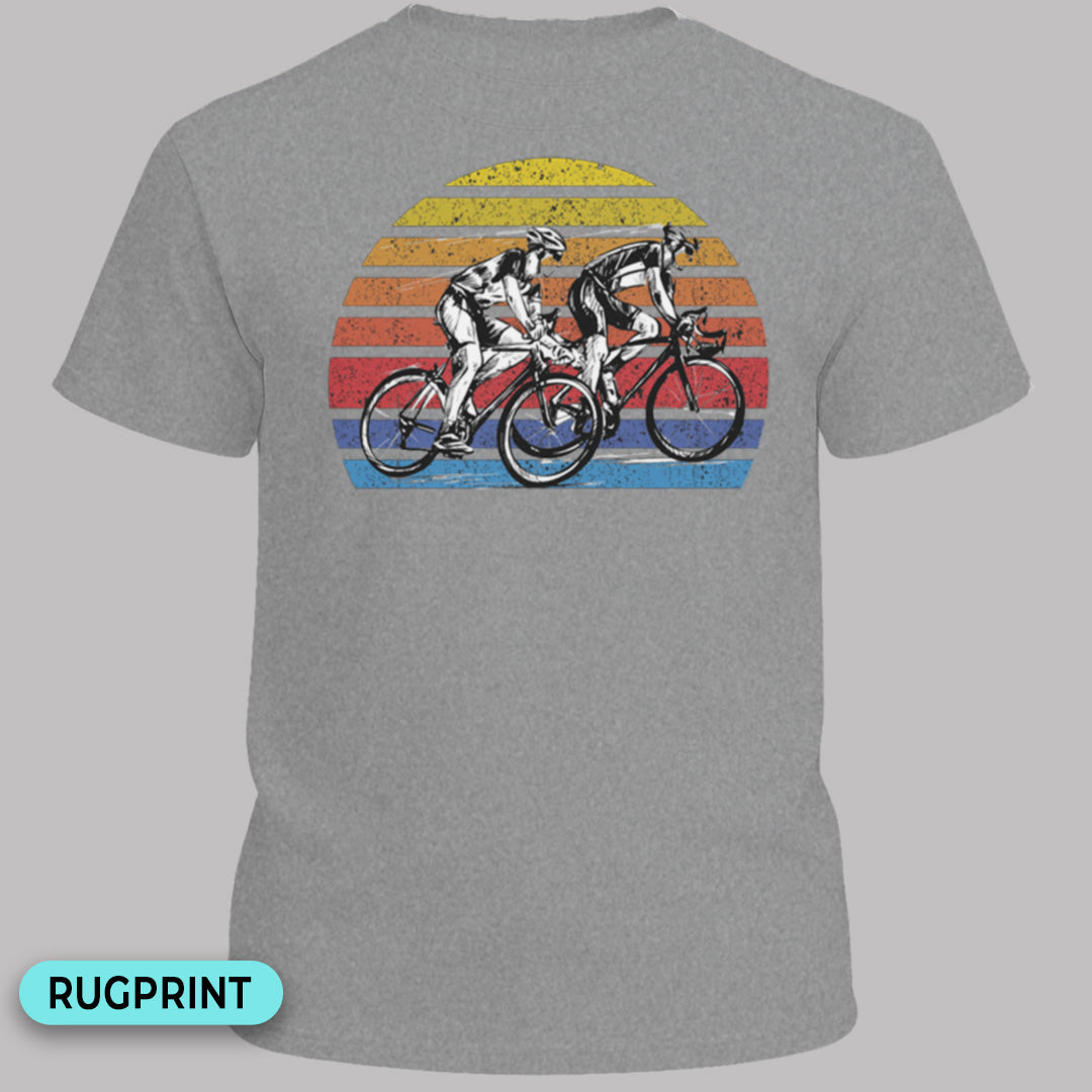 Wielrenners retro zon rugprint T‑Shirt