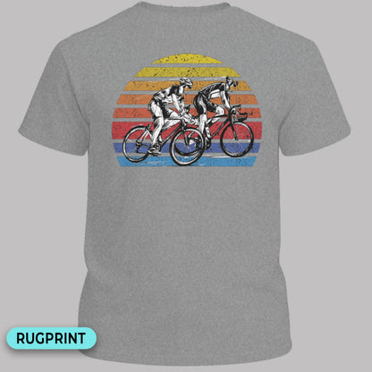 Wielrenners retro zon rugprint T‑Shirt