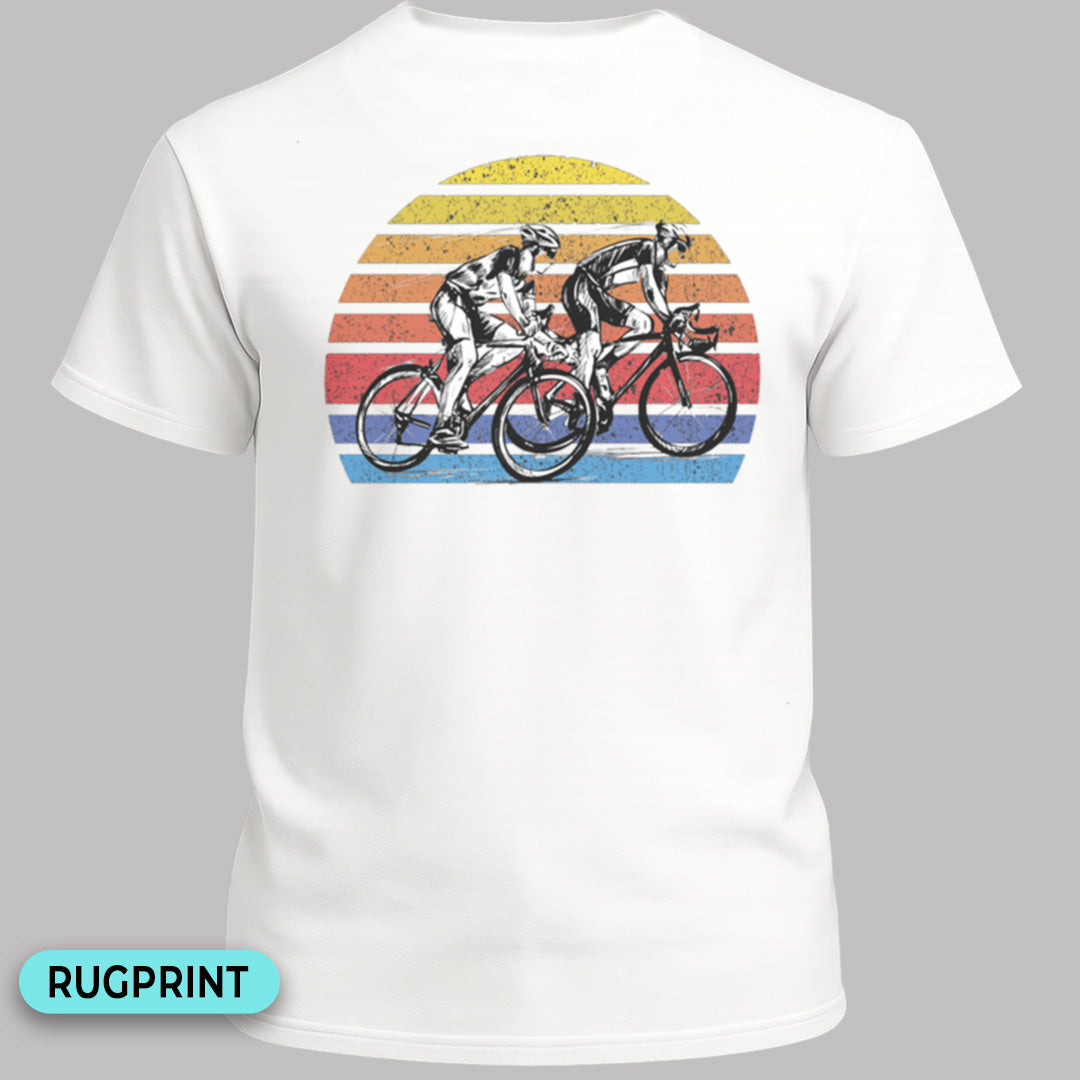 Wielrenners retro zon rugprint T‑Shirt