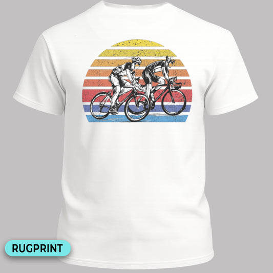 Wielrenners retro zon rugprint T‑Shirt