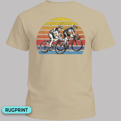 Wielrenners retro zon rugprint T‑Shirt