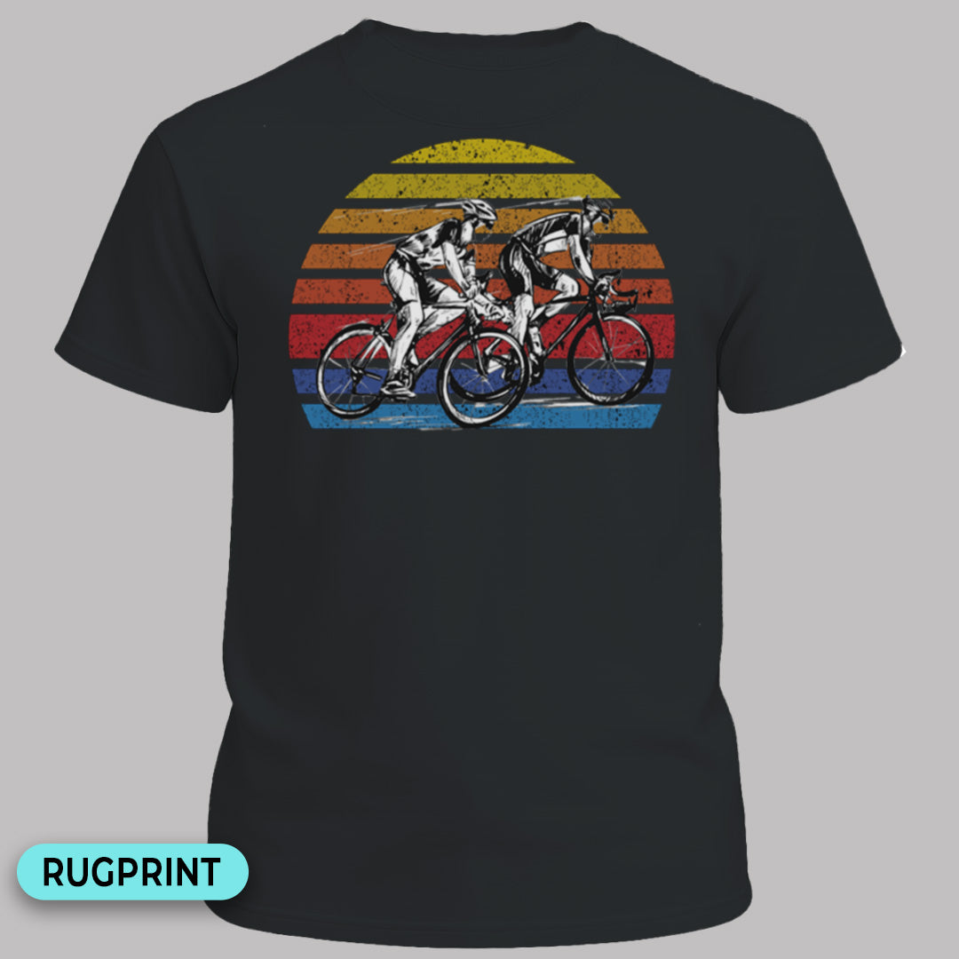 Wielrenners retro zon rugprint T‑Shirt