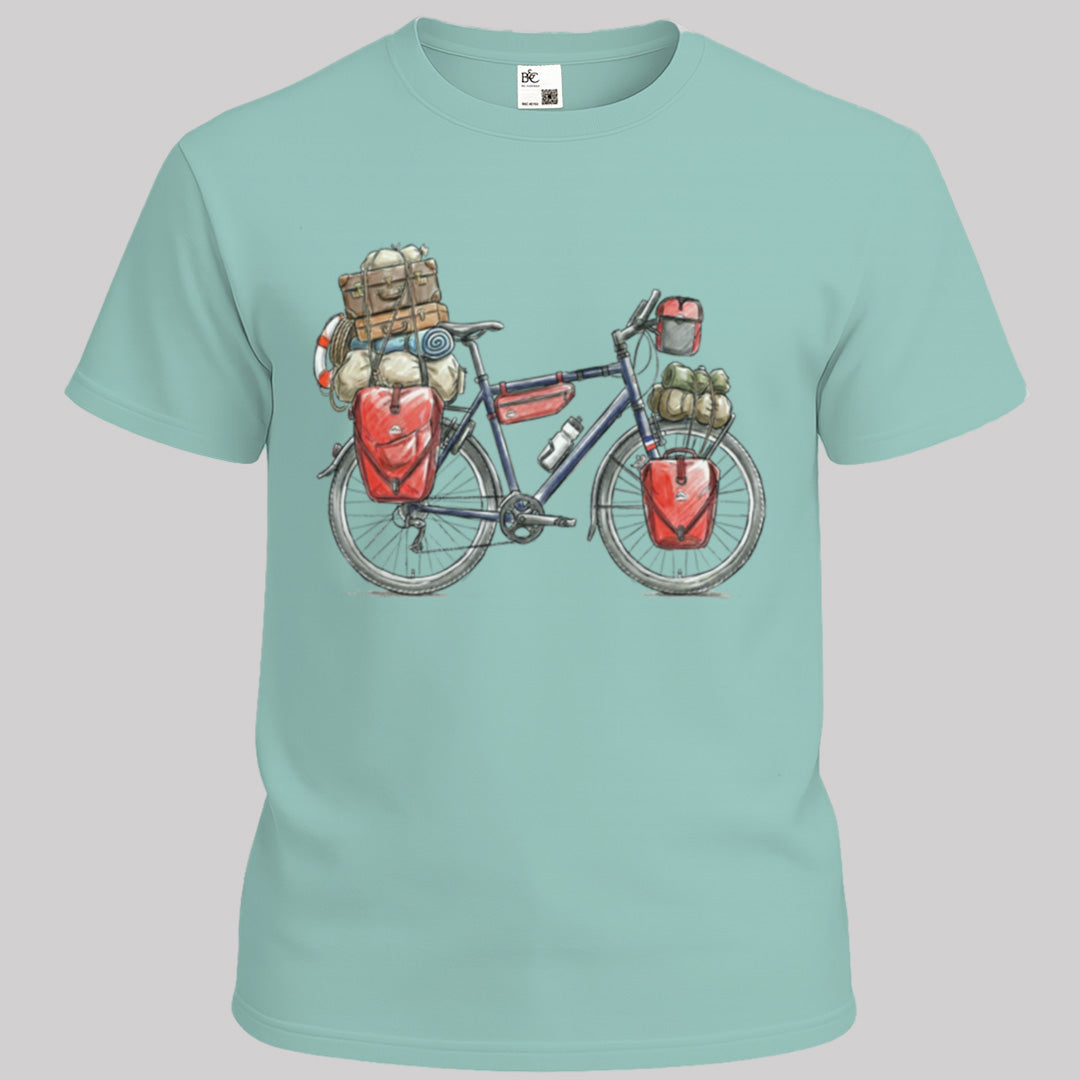 Vélo de voyage chargé T‑shirt