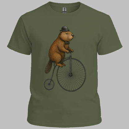 Bever op antieke fiets T‑Shirt