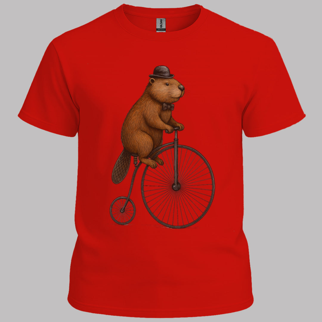 Bever op antieke fiets T‑Shirt